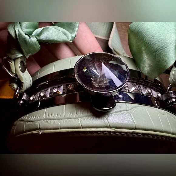 Mint Green Croc-Embossed Mini Bag - Picture 5 of 16